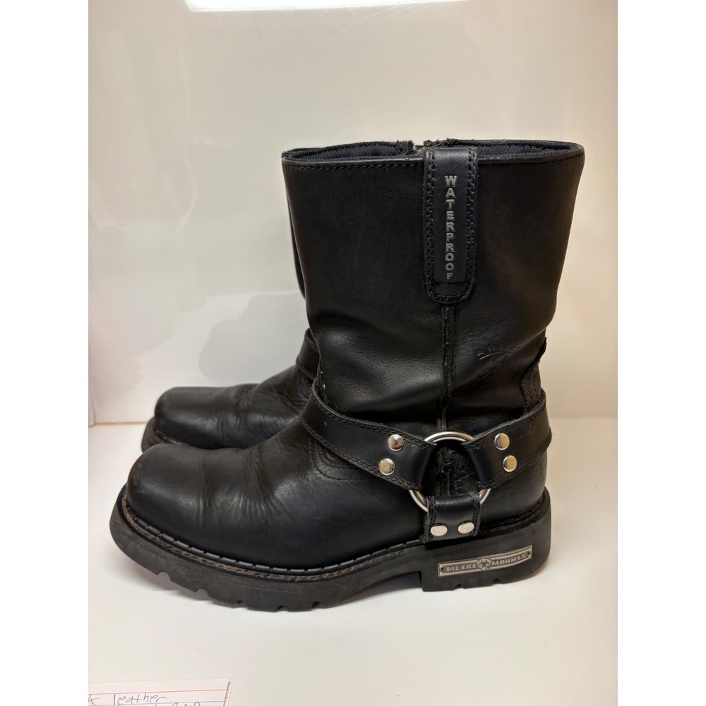 Ariat Mens 8.5D Black Leather Metal Mounts Harness Motorcycle Boots 10002579